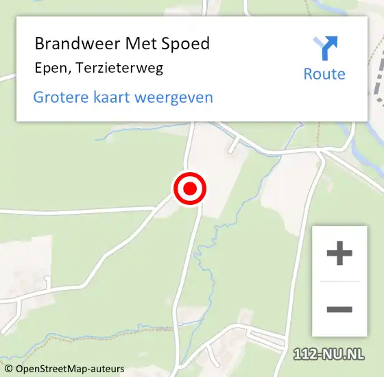 Locatie op kaart van de 112 melding: Brandweer Met Spoed Naar Epen, Terzieterweg op 2 juni 2016 19:00