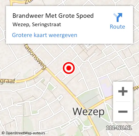 Locatie op kaart van de 112 melding: Brandweer Met Grote Spoed Naar Wezep, Seringstraat op 2 juni 2016 19:48