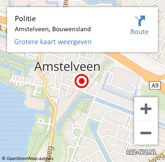 Locatie op kaart van de 112 melding: Politie Amstelveen, Bouwensland op 2 juni 2016 20:54