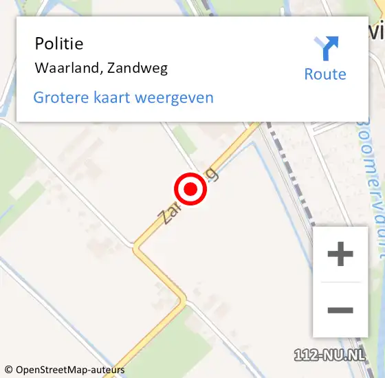 Locatie op kaart van de 112 melding: Politie Waarland, Zandweg op 2 juni 2016 20:55