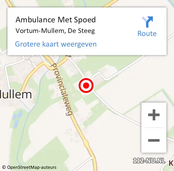 Locatie op kaart van de 112 melding: Ambulance Met Spoed Naar Vortum-Mullem, De Steeg op 2 juni 2016 21:23