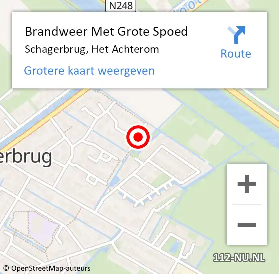 Locatie op kaart van de 112 melding: Brandweer Met Grote Spoed Naar Schagerbrug, Het Achterom op 2 juni 2016 22:04