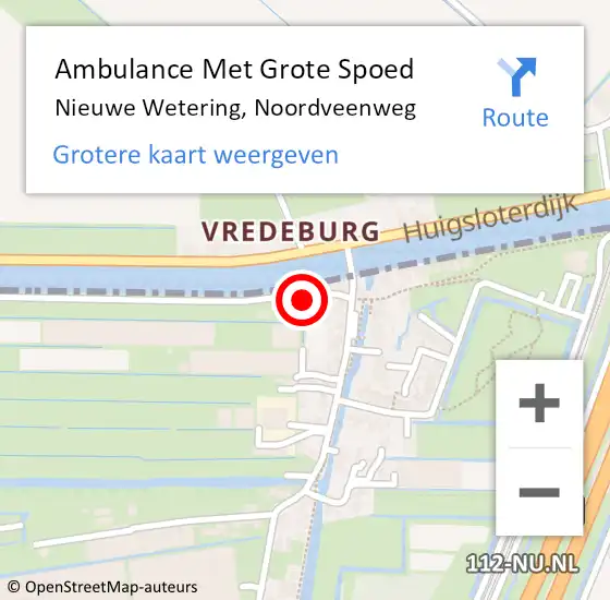 Locatie op kaart van de 112 melding: Ambulance Met Grote Spoed Naar Nieuwe Wetering, Noordveenweg op 2 juni 2016 22:58