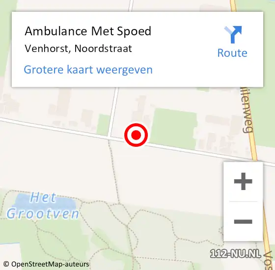 Locatie op kaart van de 112 melding: Ambulance Met Spoed Naar Venhorst, Noordstraat op 2 juni 2016 23:31