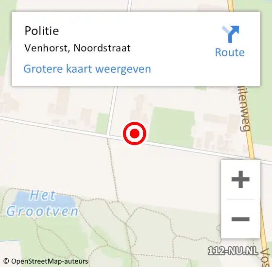 Locatie op kaart van de 112 melding: Politie Venhorst, Noordstraat op 2 juni 2016 23:34