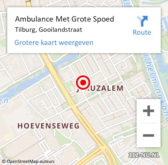 Locatie op kaart van de 112 melding: Ambulance Met Grote Spoed Naar Tilburg, Gooilandstraat op 3 juni 2016 01:50