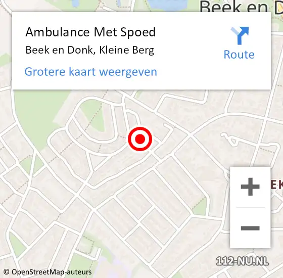 Locatie op kaart van de 112 melding: Ambulance Met Spoed Naar Beek en Donk, Kleine Berg op 3 juni 2016 04:33