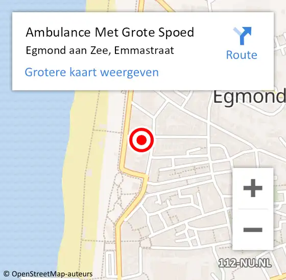 Locatie op kaart van de 112 melding: Ambulance Met Grote Spoed Naar Egmond aan Zee, Emmastraat op 3 juni 2016 04:42