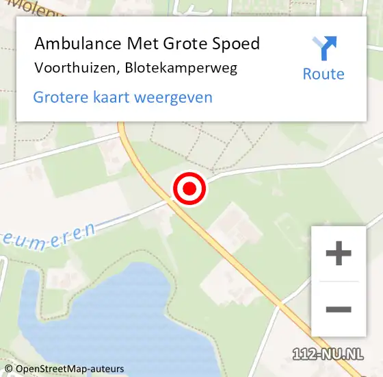 Locatie op kaart van de 112 melding: Ambulance Met Grote Spoed Naar Voorthuizen, Blotekamperweg op 3 juni 2016 04:57