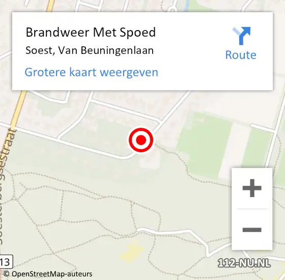 Locatie op kaart van de 112 melding: Brandweer Met Spoed Naar Soest, Van Beuningenlaan op 3 juni 2016 05:04