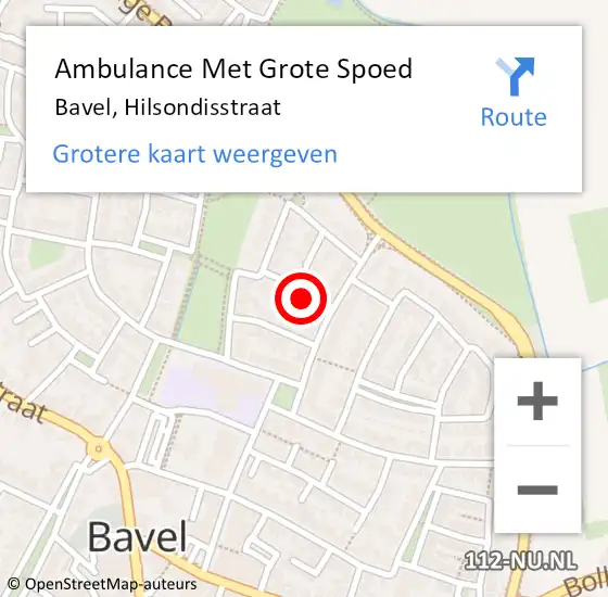 Locatie op kaart van de 112 melding: Ambulance Met Grote Spoed Naar Bavel, Hilsondisstraat op 3 juni 2016 06:01