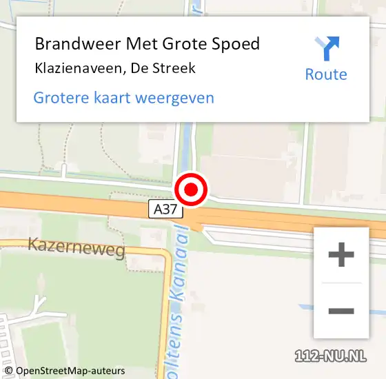 Locatie op kaart van de 112 melding: Brandweer Met Grote Spoed Naar Klazienaveen, De Streek op 3 juni 2016 07:48