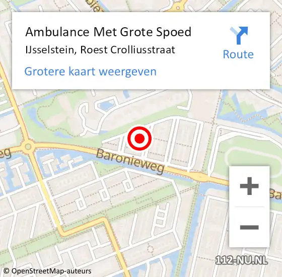 Locatie op kaart van de 112 melding: Ambulance Met Grote Spoed Naar IJsselstein, Roest Crolliusstraat op 3 juni 2016 07:50