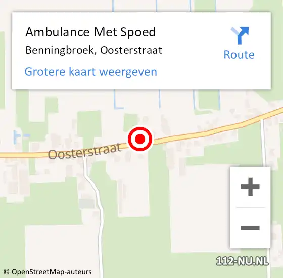 Locatie op kaart van de 112 melding: Ambulance Met Spoed Naar Benningbroek, Oosterstraat op 3 juni 2016 07:58