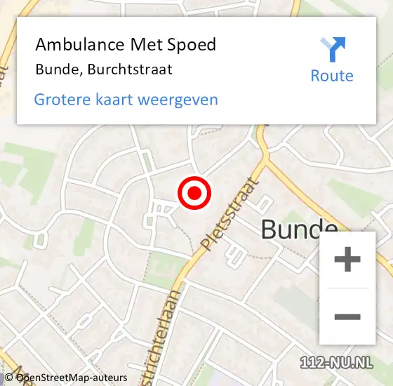 Locatie op kaart van de 112 melding: Ambulance Met Spoed Naar Bunde, Burchtstraat op 17 december 2013 05:18