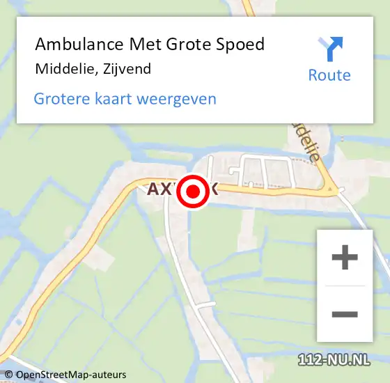 Locatie op kaart van de 112 melding: Ambulance Met Grote Spoed Naar Middelie, Zijvend op 3 juni 2016 08:15