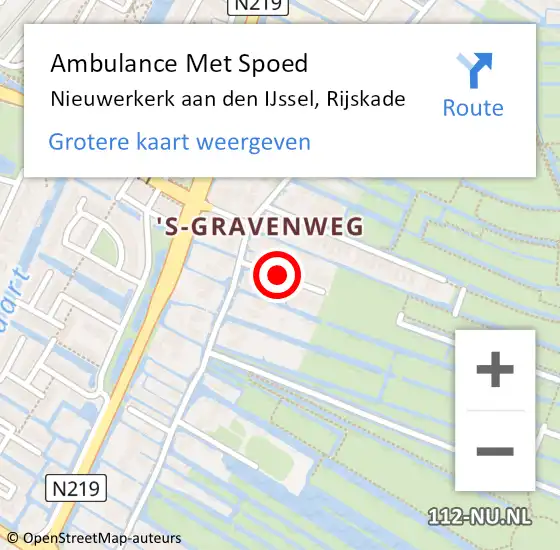 Locatie op kaart van de 112 melding: Ambulance Met Spoed Naar Nieuwerkerk aan den IJssel, Rijskade op 3 juni 2016 08:23