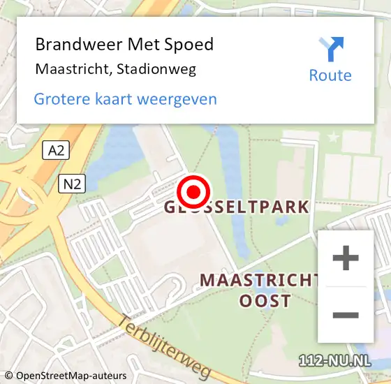 Locatie op kaart van de 112 melding: Brandweer Met Spoed Naar Maastricht, Stadionweg op 3 juni 2016 09:32