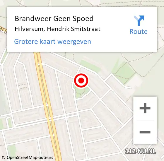 Locatie op kaart van de 112 melding: Brandweer Geen Spoed Naar Hilversum, Hendrik Smitstraat op 3 juni 2016 10:25