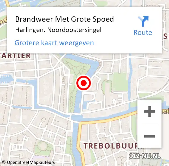 Locatie op kaart van de 112 melding: Brandweer Met Grote Spoed Naar Harlingen, Noordoostersingel op 6 september 2013 15:04