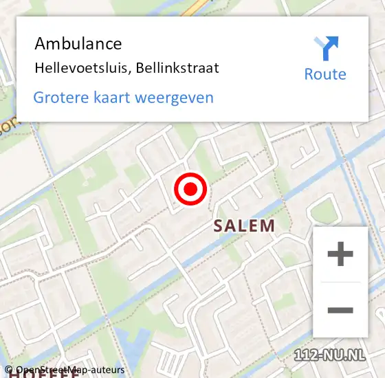 Locatie op kaart van de 112 melding: Ambulance Hellevoetsluis, Bellinkstraat op 3 juni 2016 11:31
