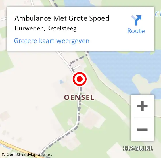 Locatie op kaart van de 112 melding: Ambulance Met Grote Spoed Naar Hurwenen, Ketelsteeg op 3 juni 2016 12:55