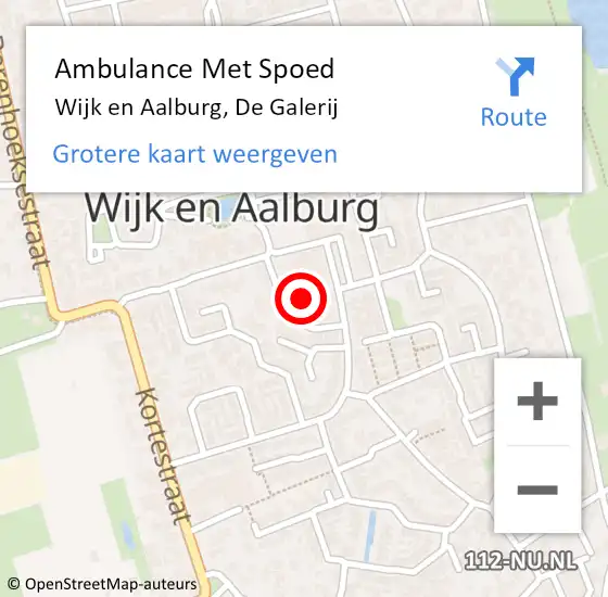 Locatie op kaart van de 112 melding: Ambulance Met Spoed Naar Wijk en Aalburg, De Galerij op 3 juni 2016 13:09