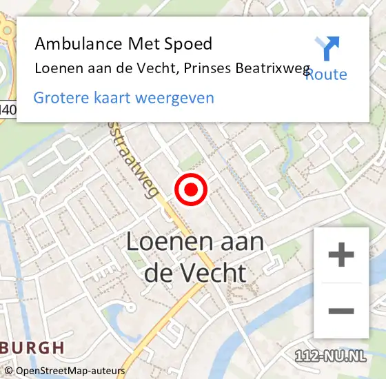 Locatie op kaart van de 112 melding: Ambulance Met Spoed Naar Loenen aan de Vecht, Prinses Beatrixweg op 3 juni 2016 13:41