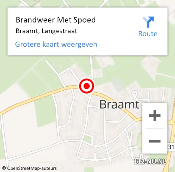 Locatie op kaart van de 112 melding: Brandweer Met Spoed Naar Braamt, Langestraat op 3 juni 2016 14:19