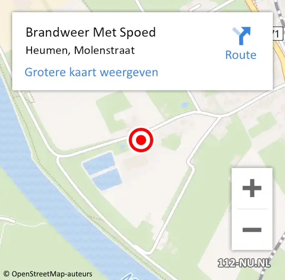 Locatie op kaart van de 112 melding: Brandweer Met Spoed Naar Heumen, Molenstraat op 3 juni 2016 14:24