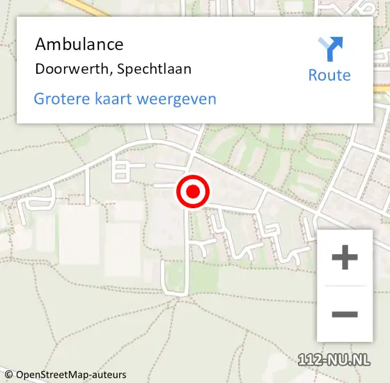 Locatie op kaart van de 112 melding: Ambulance Doorwerth, Spechtlaan op 3 juni 2016 15:38