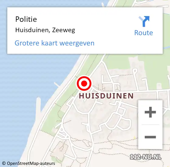 Locatie op kaart van de 112 melding: Politie Huisduinen, Zeeweg op 3 juni 2016 16:08