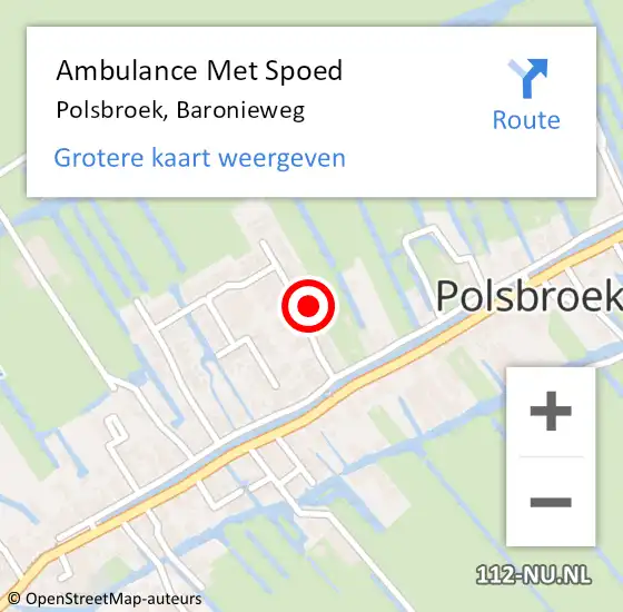 Locatie op kaart van de 112 melding: Ambulance Met Spoed Naar Polsbroek, Baronieweg op 3 juni 2016 16:11