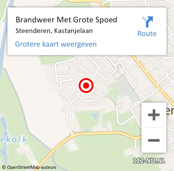 Locatie op kaart van de 112 melding: Brandweer Met Grote Spoed Naar Steenderen, Kastanjelaan op 3 juni 2016 16:39