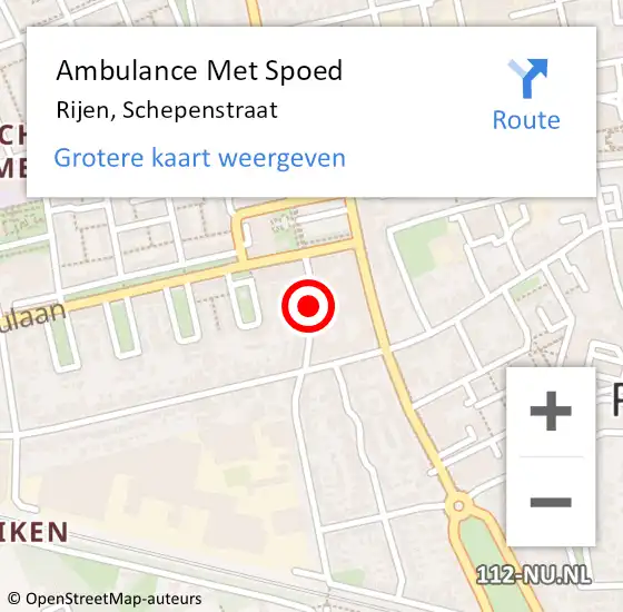 Locatie op kaart van de 112 melding: Ambulance Met Spoed Naar Rijen, Schepenstraat op 3 juni 2016 18:20