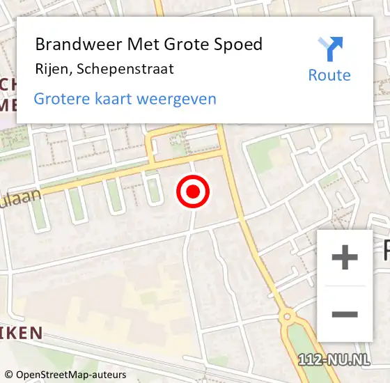 Locatie op kaart van de 112 melding: Brandweer Met Grote Spoed Naar Rijen, Schepenstraat op 3 juni 2016 18:21