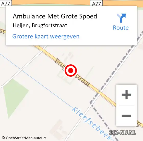 Locatie op kaart van de 112 melding: Ambulance Met Grote Spoed Naar Heijen, Brugfortstraat op 3 juni 2016 18:27