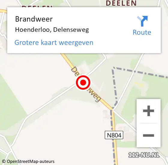 Locatie op kaart van de 112 melding: Brandweer Hoenderloo, Delenseweg op 3 juni 2016 19:16