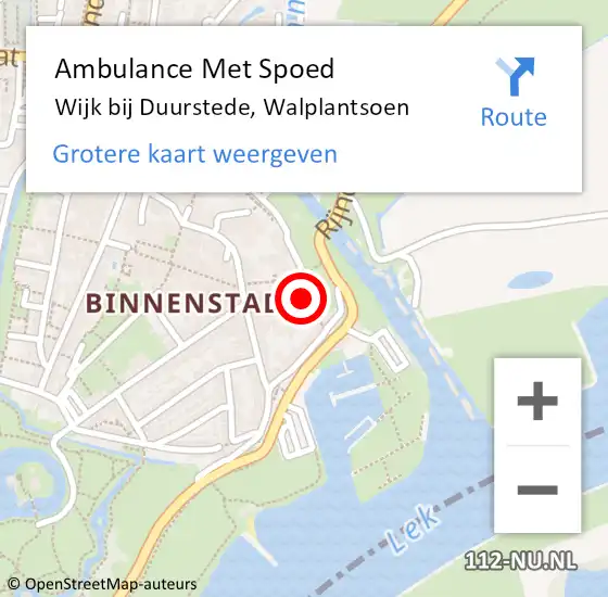 Locatie op kaart van de 112 melding: Ambulance Met Spoed Naar Wijk bij Duurstede, Walplantsoen op 17 december 2013 08:14