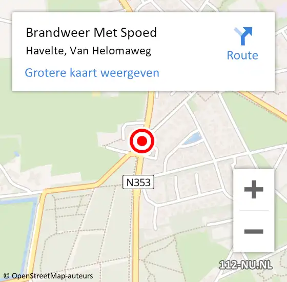 Locatie op kaart van de 112 melding: Brandweer Met Spoed Naar Havelte, Van Helomaweg op 3 juni 2016 20:10