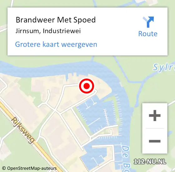 Locatie op kaart van de 112 melding: Brandweer Met Spoed Naar Jirnsum, Industriewei op 3 juni 2016 21:24