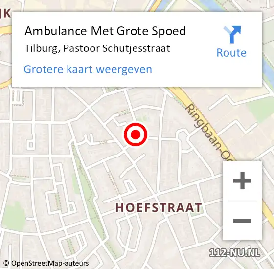 Locatie op kaart van de 112 melding: Ambulance Met Grote Spoed Naar Tilburg, Pastoor Schutjesstraat op 3 juni 2016 22:33