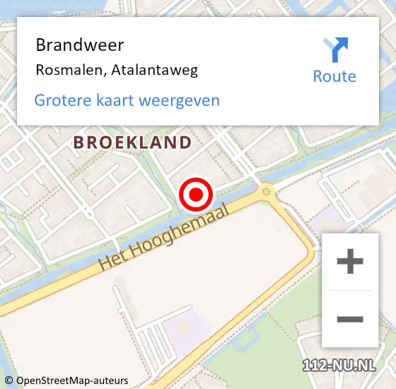 Locatie op kaart van de 112 melding: Brandweer Rosmalen, Atalantaweg op 3 juni 2016 22:51