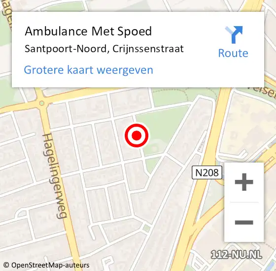 Locatie op kaart van de 112 melding: Ambulance Met Spoed Naar Santpoort-Noord, Crijnssenstraat op 3 juni 2016 23:25