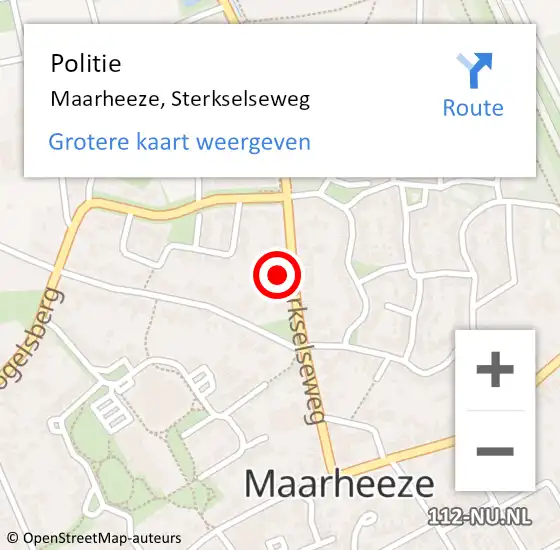 Locatie op kaart van de 112 melding: Politie Maarheeze, Sterkselseweg op 4 juni 2016 00:54