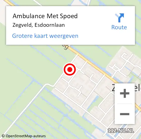 Locatie op kaart van de 112 melding: Ambulance Met Spoed Naar Zegveld, Esdoornlaan op 17 december 2013 08:38