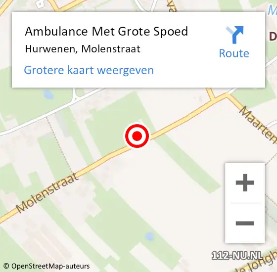 Locatie op kaart van de 112 melding: Ambulance Met Grote Spoed Naar Hurwenen, Molenstraat op 17 december 2013 08:39