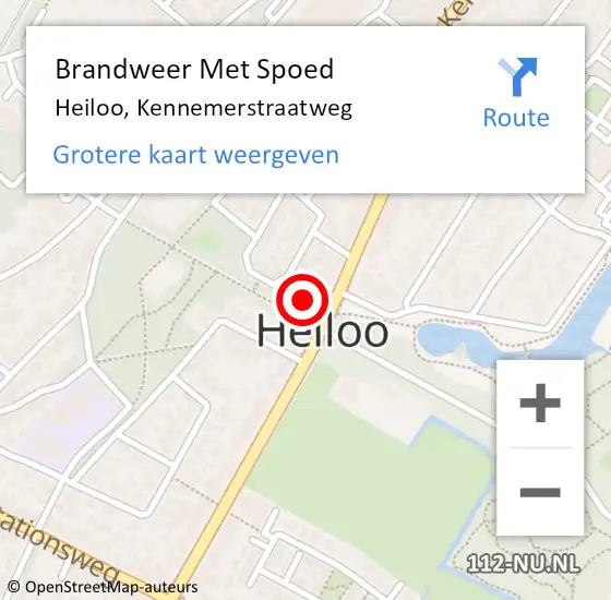 Locatie op kaart van de 112 melding: Brandweer Met Spoed Naar Heiloo, Kennemerstraatweg op 4 juni 2016 03:14