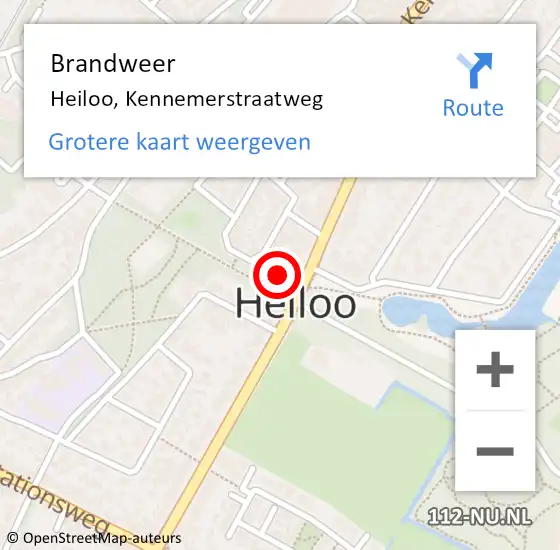 Locatie op kaart van de 112 melding: Brandweer Heiloo, Kennemerstraatweg op 4 juni 2016 03:15