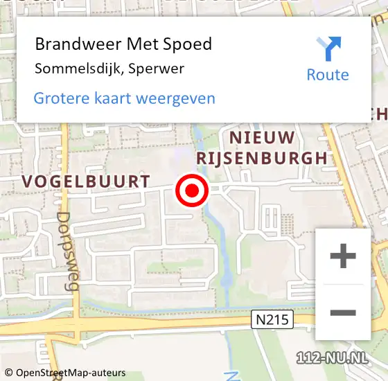 Locatie op kaart van de 112 melding: Brandweer Met Spoed Naar Sommelsdijk, Sperwer op 4 juni 2016 04:26